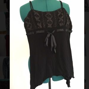 Black lace design spaghetti strap blouse